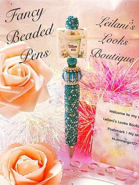 Fancy beaded Pen/gifts/turquoise beads/tea cup/